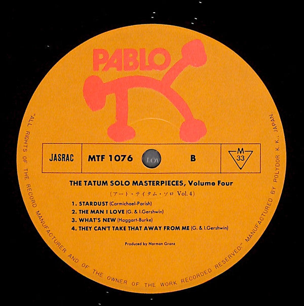 Art Tatum - The Tatum Solo Masterpieces, Vol. 4 (Vinyl, LP, Album, Mono) Very Good (VG) / Very Good (VG)