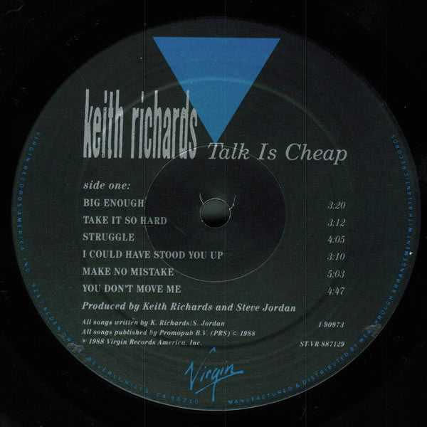 Keith Richards - Talk Is Cheap (Vinyl, LP, Album) Very Good (VG) / Very Good Plus (VG+)