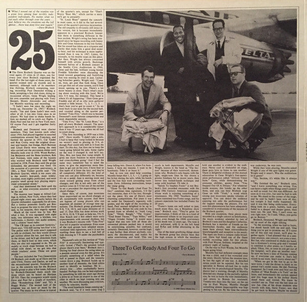 The Dave Brubeck Quartet - 25th Anniversary Reunion (Vinyl, LP, Album) Very Good (VG) / Very Good (VG)
