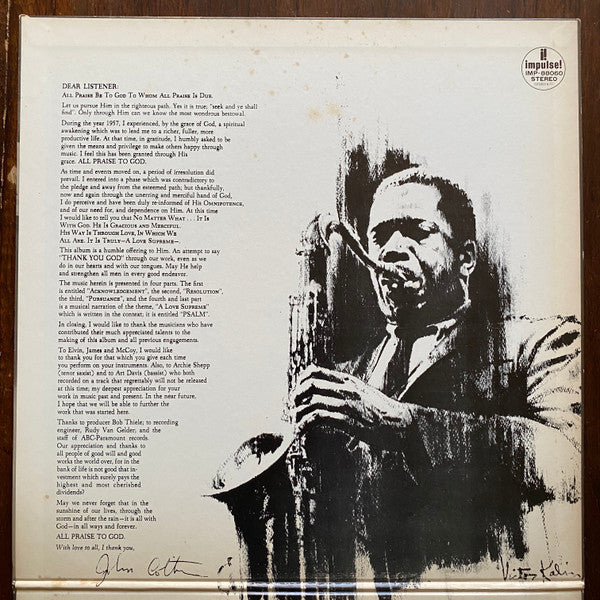 John Coltrane - A Love Supreme (Vinyl, LP, Album, Reissue, Stereo)