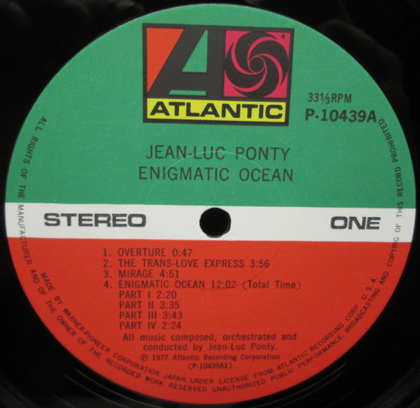Jean-Luc Ponty - Enigmatic Ocean (Vinyl, LP, Album, Stereo) Very Good (VG) / Good Plus (G+)