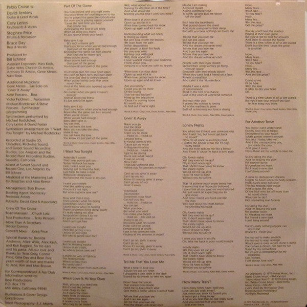 Pablo Cruise - Part Of The Game (Vinyl, LP, Album, Stereo) Good Plus (G+) / Very Good Plus (VG+)