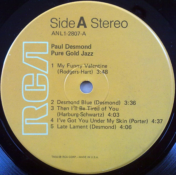 Paul Desmond - Pure Gold Jazz (Vinyl, LP, Album, Reissue)