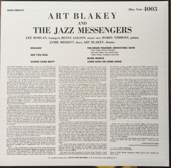 Art Blakey & The Jazz Messengers - Art Blakey And The Jazz Messengers (Vinyl, LP, Album, Limited Edition, Reissue, Mono) Very Good Plus (VG+) / Near Mint (NM or M-)