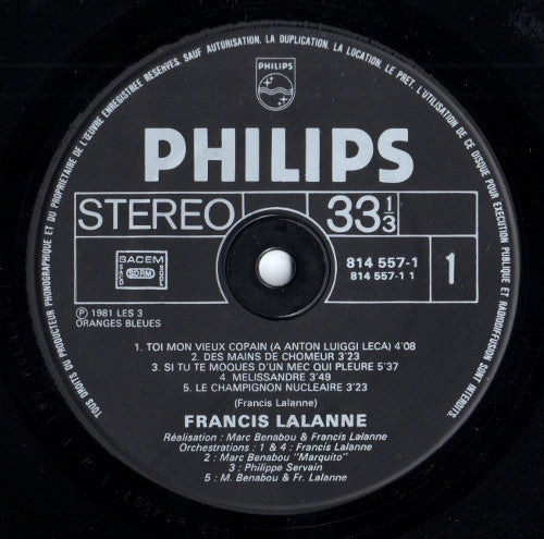 Francis Lalanne - Lalanne (Vinyl, LP, Album, Reissue) Good Plus (G+) / Very Good (VG)