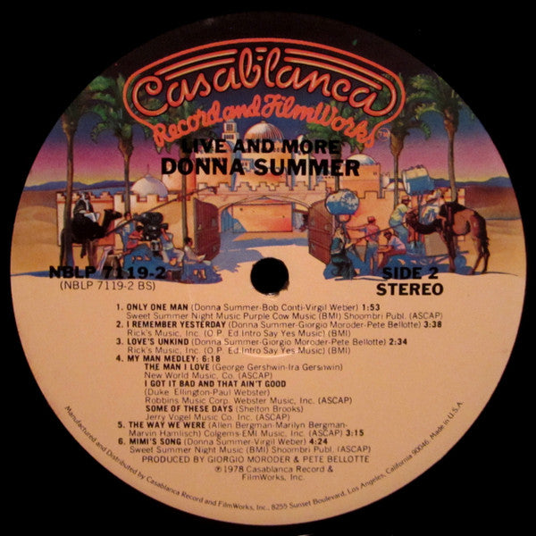 Donna Summer - Live And More (2xVinyl, LP, Album, Stereo) Very Good Plus (VG+) / Very Good (VG)