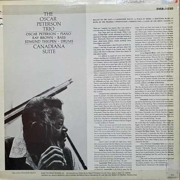 The Oscar Peterson Trio - Canadiana Suite (Vinyl, LP, Album, Stereo) Very Good Plus (VG+) / Very Good Plus (VG+)