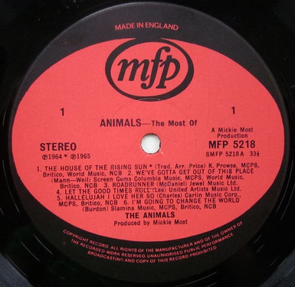 The Animals - The Most Of (Vinyl, LP, Compilation, Stereo) Very Good Plus (VG+) / Good Plus (G+)