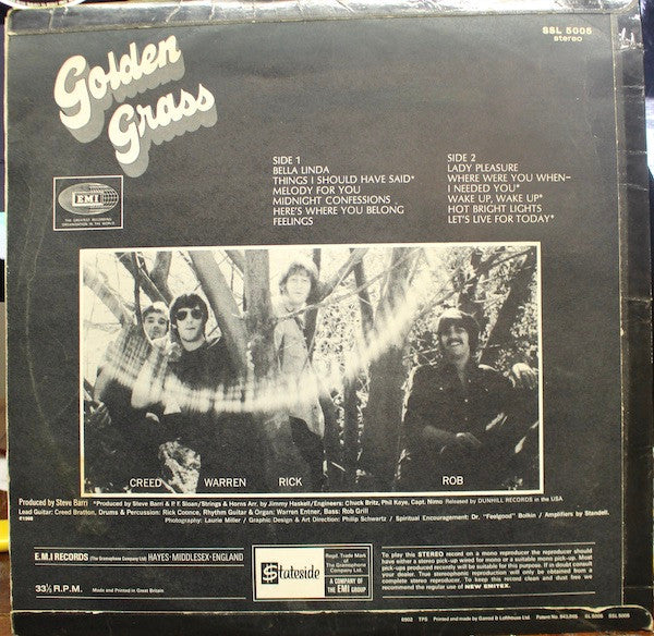 The Grass Roots - Golden Grass: Their Greatest Hits (Vinyl, LP, Compilation, Stereo) Very Good (VG) / Very Good (VG)