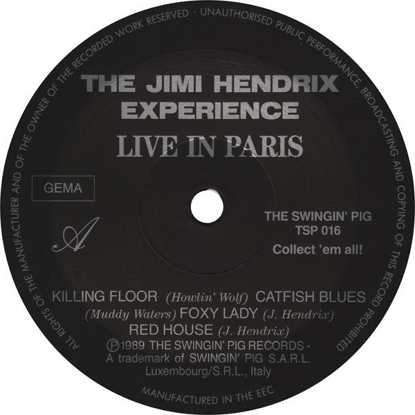 The Jimi Hendrix Experience - Live In Paris (Vinyl, LP, Unofficial Release) Very Good Plus (VG+) / Very Good Plus (VG+)