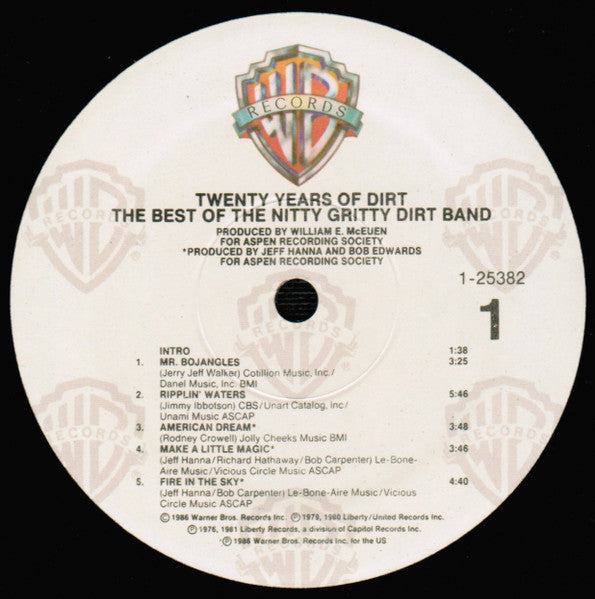 Nitty Gritty Dirt Band - Twenty Years Of Dirt - The Best Of The Nitty Gritty Dirt Band (Vinyl, LP, Compilation) Very Good Plus (VG+) / Very Good Plus (VG+)