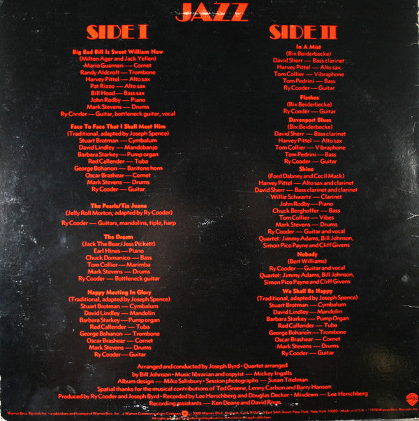 Ry Cooder - Jazz (Vinyl, LP, Album) Very Good (VG) / Very Good (VG)