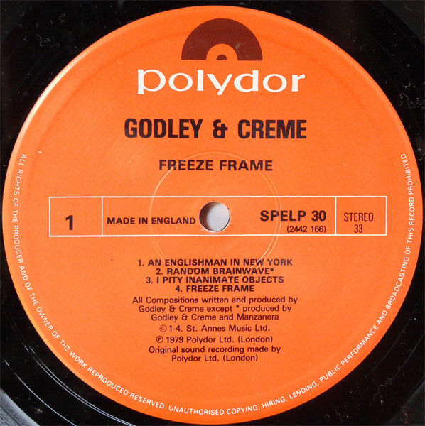 Godley & Creme - Freeze Frame (Vinyl, LP, Album, Reissue) Very Good Plus (VG+) / Very Good Plus (VG+)