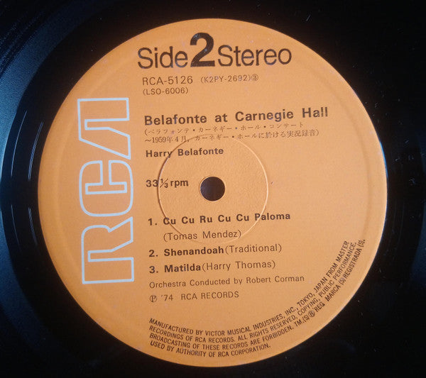 Harry Belafonte - Belafonte At Carnegie Hall: The Complete Concert (2xVinyl, LP, Album, Stereo) Very Good (VG) / Good Plus (G+)