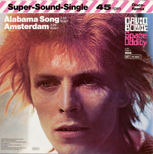 David Bowie - Alabama Song / Amsterdam / Space Oddity (Vinyl, 12", 45 RPM, Single, Stereo) Very Good Plus (VG+) / Good Plus (G+)