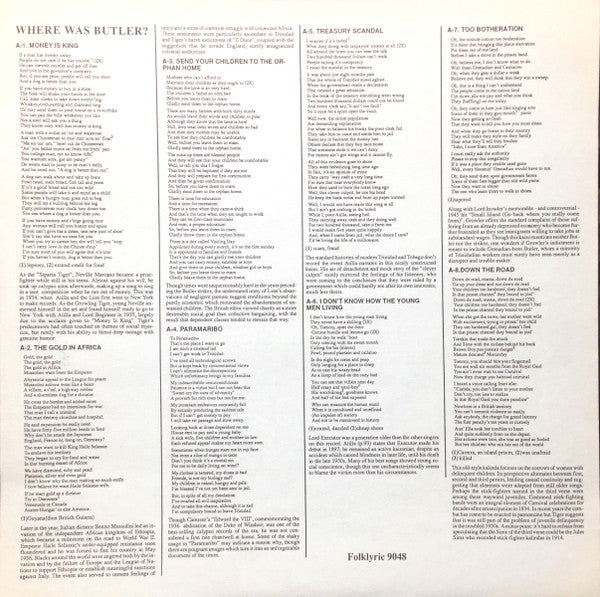 Various - Where Was Butler? - A Calypso Documentary From Trinidad (Vinyl, LP, Compilation) Very Good (VG) / Very Good (VG)