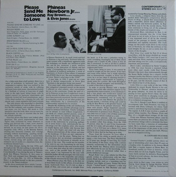 Phineas Newborn Jr. - Please Send Me Someone To Love (Vinyl, LP, Album, Stereo) Very Good Plus (VG+) / Good Plus (G+)