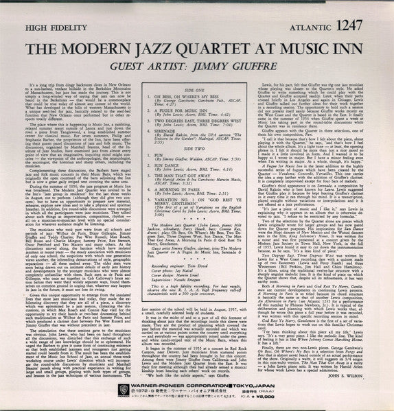 The Modern Jazz Quartet - The Modern Jazz Quartet At Music Inn (Vinyl, LP, Album, Reissue) Very Good Plus (VG+) / Very Good Plus (VG+)