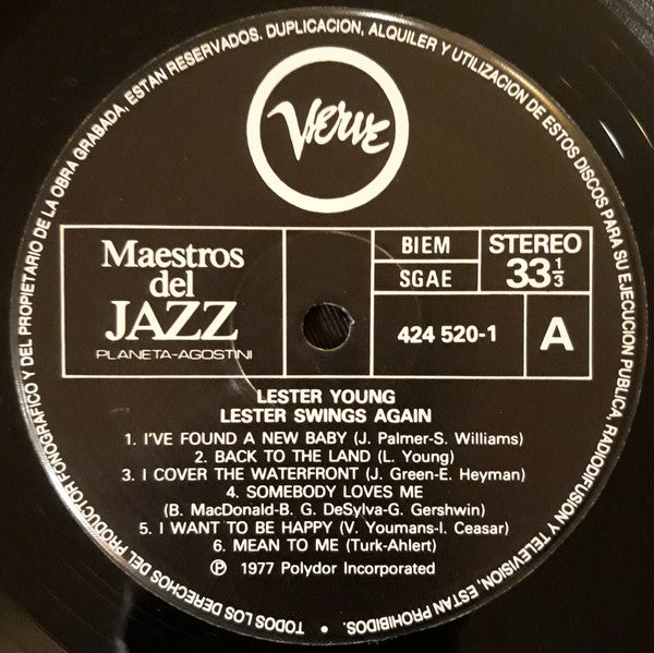 Lester Young - Lester Swings, '45, '50 (Vinyl, LP, Compilation) Very Good Plus (VG+) / Good Plus (G+)