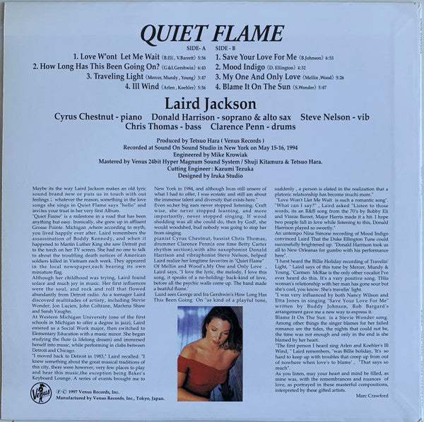 Laird Jackson - Quiet Flame (Vinyl, LP, Album) Very Good Plus (VG+) / Very Good Plus (VG+)