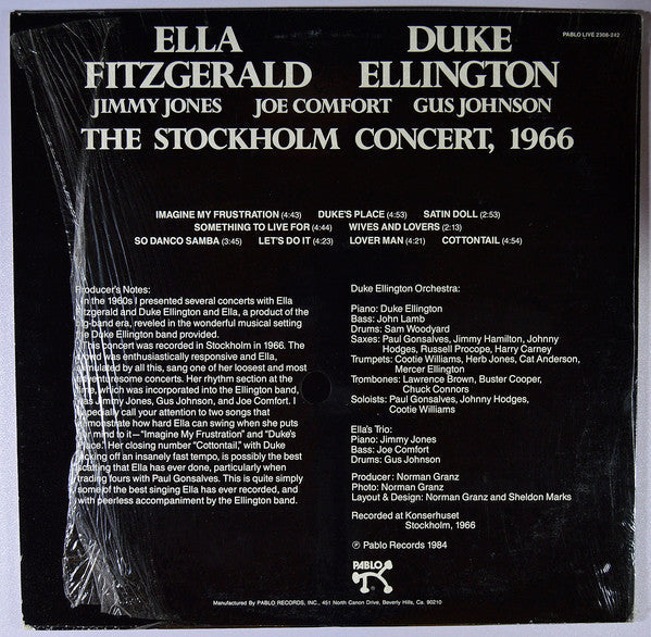 Ella Fitzgerald - The Stockholm Concert, 1966 (Vinyl, LP, Album) Very Good Plus (VG+) / Very Good Plus (VG+)