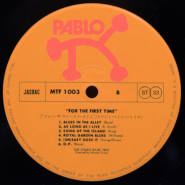 The Count Basie Trio - For The First Time (Vinyl, LP, Album) Very Good Plus (VG+) / Very Good Plus (VG+)