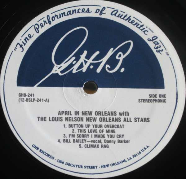 The Louis Nelson New Orleans All Stars - April In New Orleans (Vinyl, LP, Album, Stereo) Very Good (VG) / Very Good Plus (VG+)
