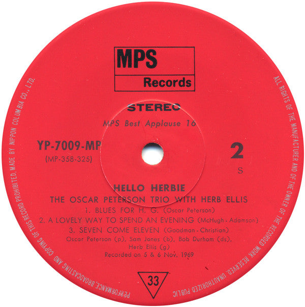 The Oscar Peterson Trio - Hello Herbie (Vinyl, LP, Album, Stereo) Very Good (VG) / Good Plus (G+)