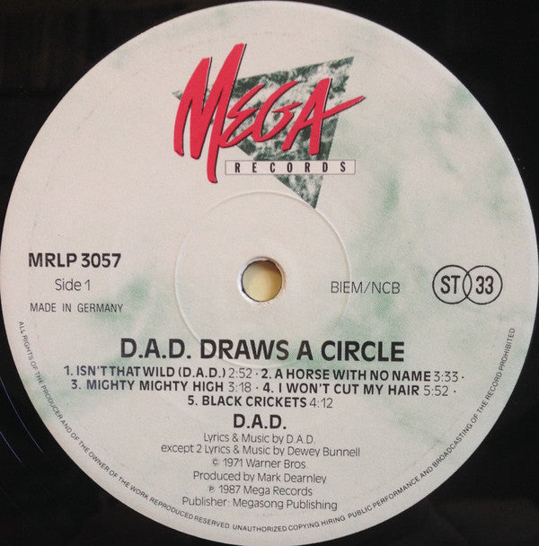 D-A-D - D.A.D. Draws A Circle (Vinyl, LP, Album, Stereo) Good Plus (G+) / Very Good Plus (VG+)