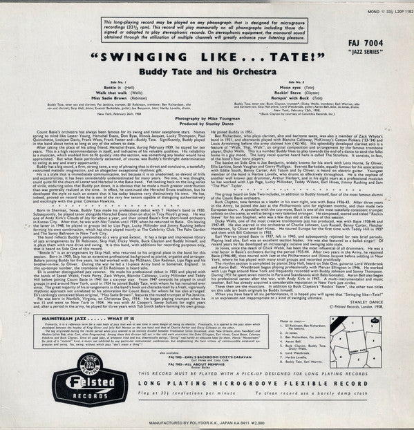 Buddy Tate - Swinging Like Tate (Vinyl, LP, Album, Reissue, Mono) Very Good Plus (VG+) / Very Good Plus (VG+)