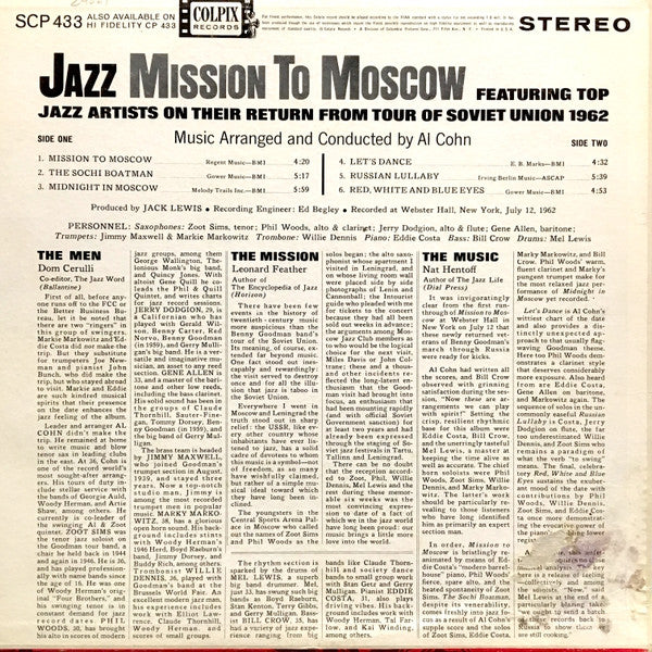 Zoot Sims - Jazz Mission To Moscow (Featuring Top Jazz Artists On Their Return From Tour Of Soviet Union 1962) (Vinyl, LP, Album, Stereo) Very Good Plus (VG+) / Very Good (VG)