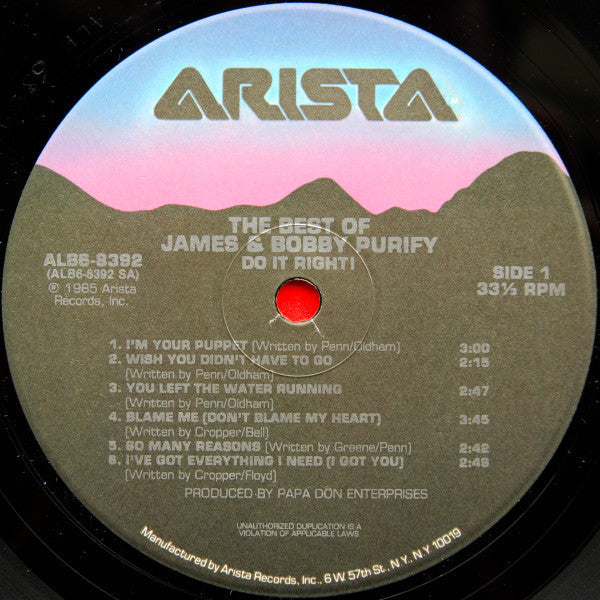 James & Bobby Purify - The Best Of James & Bobby Purify. Do It Right! (Vinyl, LP, Compilation) Very Good Plus (VG+) / Good (G)