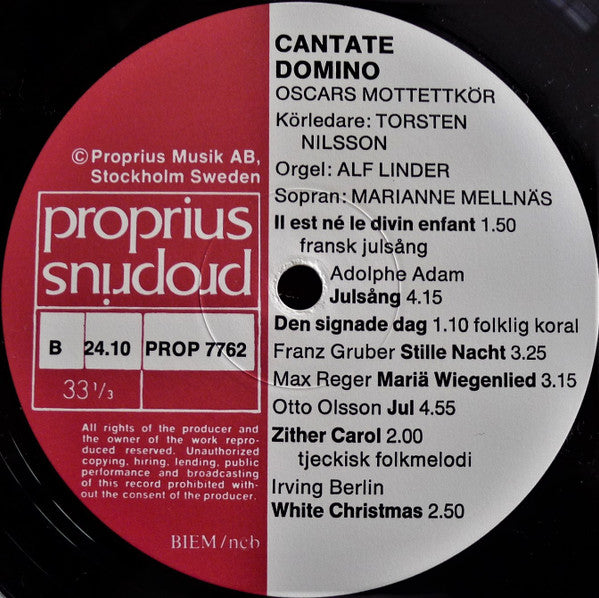 Oscars Motettkör - Cantate Domino (Vinyl, LP) Very Good Plus (VG+) / Very Good (VG)