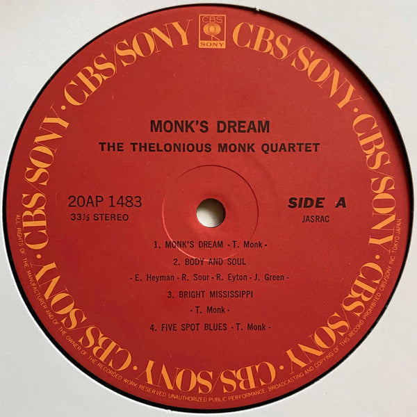 The Thelonious Monk Quartet - Monk's Dream (Vinyl, LP, Album, Reissue, Stereo) Very Good (VG) / Very Good (VG)