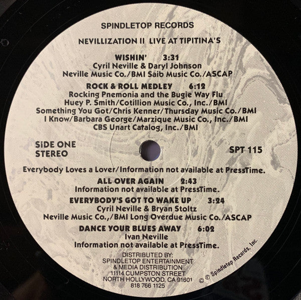 The Neville Brothers - Nevillization II: Live At Tipitina's (Vinyl, LP, Album) Very Good Plus (VG+) / Very Good Plus (VG+)