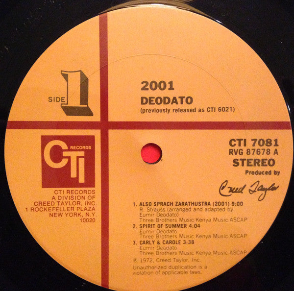 Eumir Deodato - 2001 (Vinyl, LP, Album, Reissue) Very Good Plus (VG+) / Very Good (VG)