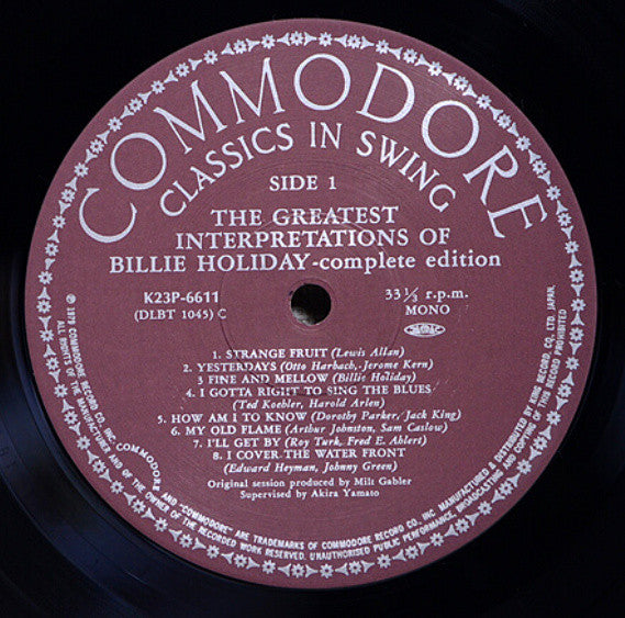 Billie Holiday - The Greatest Interpretations Of Billie Holiday - Complete Edition (Vinyl, LP, Compilation, Mono) Very Good Plus (VG+) / Very Good Plus (VG+)
