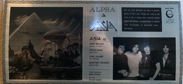 Asia (2) - Alpha (Vinyl, LP, Album, Stereo) Very Good (VG) / Very Good (VG)