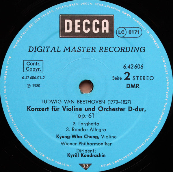 Ludwig van Beethoven - Violinkonzert D-Dur, Op. 61 (Vinyl, LP, Stereo) Near Mint (NM or M-) / Very Good Plus (VG+)