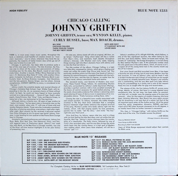 Johnny Griffin - Introducing Johnny Griffin (Vinyl, LP, Album, Reissue, Mono) Very Good (VG) / Very Good Plus (VG+)