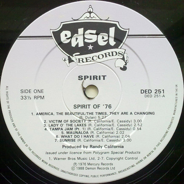 Spirit (8) - Spirit Of '76 (2xVinyl, LP, Album, Reissue) Very Good (VG) / Good Plus (G+)