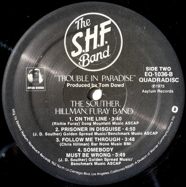 The Souther-Hillman-Furay Band - Trouble In Paradise (Vinyl, LP, Album, Quadraphonic) Very Good (VG) / Very Good (VG)