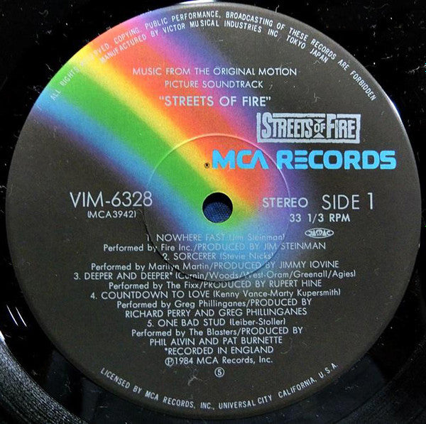 Various - Streets Of Fire - A Rock Fantasy (Music From The Original Motion Picture Soundtrack) (Vinyl, Album, LP) Very Good Plus (VG+) / Very Good Plus (VG+)