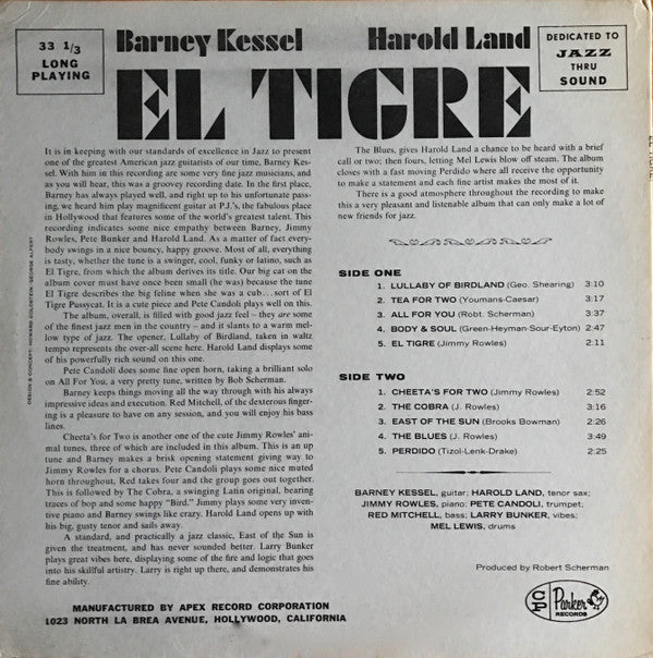 Barney Kessel - El Tigre (Vinyl, LP, Album, Reissue, Mono) Very Good (VG) / Very Good (VG)