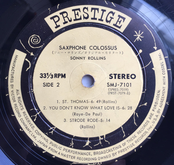 Sonny Rollins - Original Saxophone Colossus (Vinyl, LP, Album, Reissue, Stereo) Very Good (VG) / Good Plus (G+)