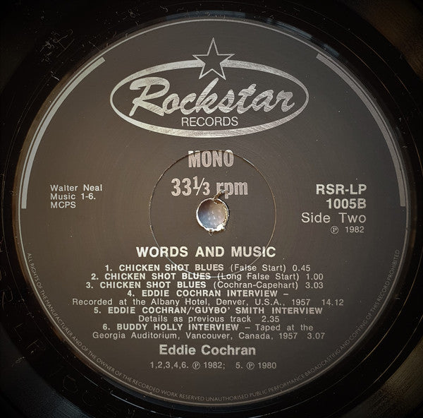 Eddie Cochran - Words And Music (Vinyl, LP, Compilation, Mono) Good Plus (G+) / Good Plus (G+)