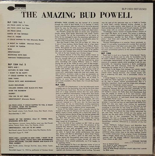 Bud Powell - The Amazing Bud Powell, Volume 1 (Vinyl, LP, Album, Stereo, Reissue, Remastered) Very Good Plus (VG+) / Very Good Plus (VG+)