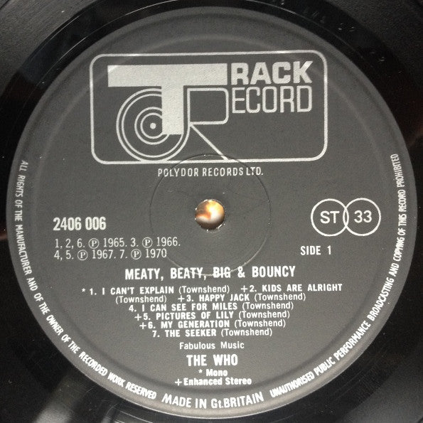 The Who - Meaty Beaty Big & Bouncy (Vinyl, LP, Compilation, Reissue, Stereo, Mono) Very Good Plus (VG+) / Very Good Plus (VG+)