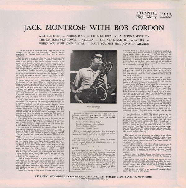 Jack Montrose - Arranged/Played/Composed (Vinyl, LP, Album, Reissue) Very Good Plus (VG+) / Very Good (VG)