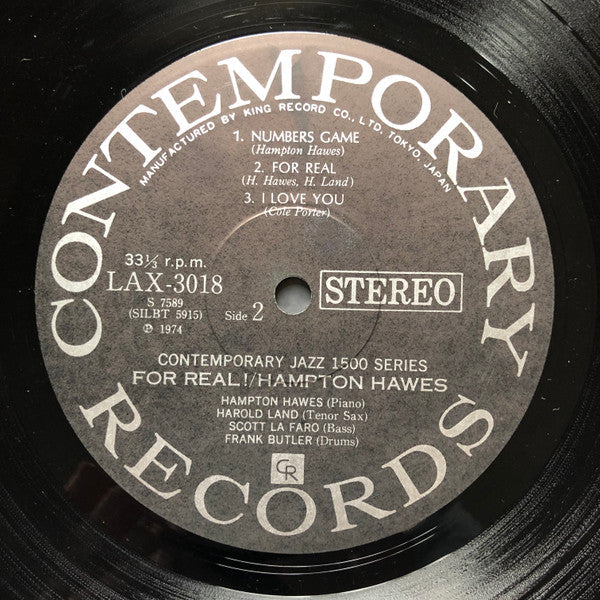 Hampton Hawes - For Real! (Vinyl, LP, Album, Limited Edition, Reissue, Stereo) Very Good (VG) / Very Good (VG)